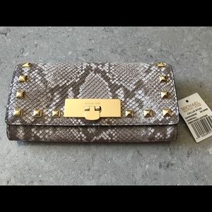 NWT MK Callie Stud DK Sand Embossed Leather Wallet